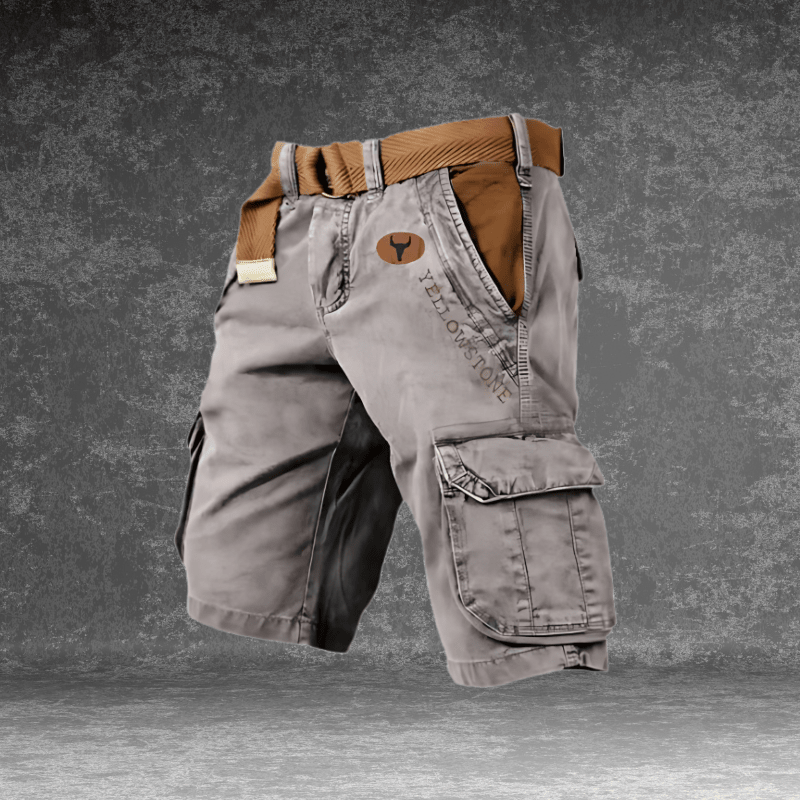 Men's cargo shorts featuring multiple pockets, made from a durable cotton blend, designed for outdoor activities with a comfortable fit. 0